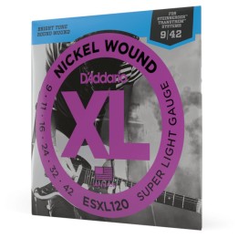 D'Addario - ESXL120 Corde per Chitarra Elettrica, Nickel Wound, Super Light, Double Ball End