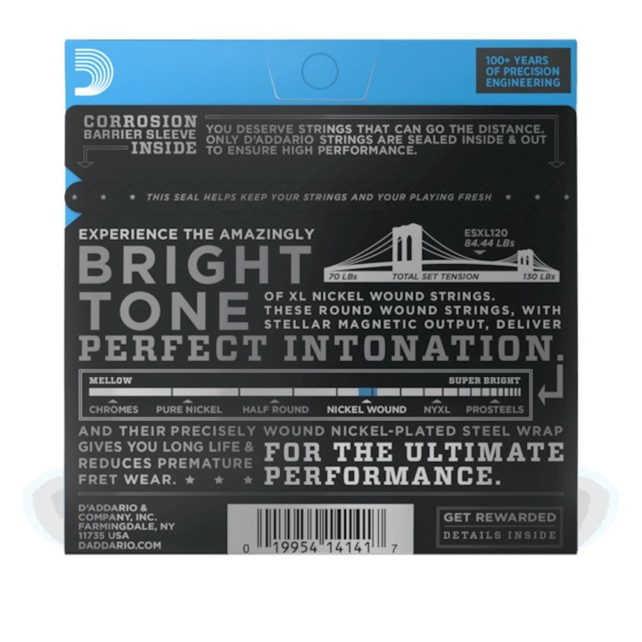 D'Addario - ESXL120 Corde per Chitarra Elettrica, Nickel Wound, Super Light, Double Ball End