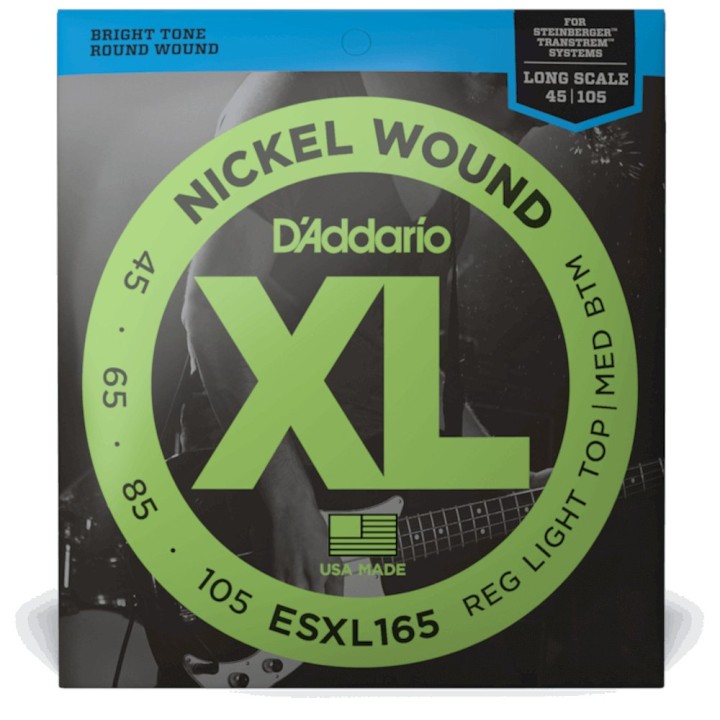 D'Addario - ESXL165 Corde per Basso Elettrico, Nickel Wound, Double Ball End, Long Scale