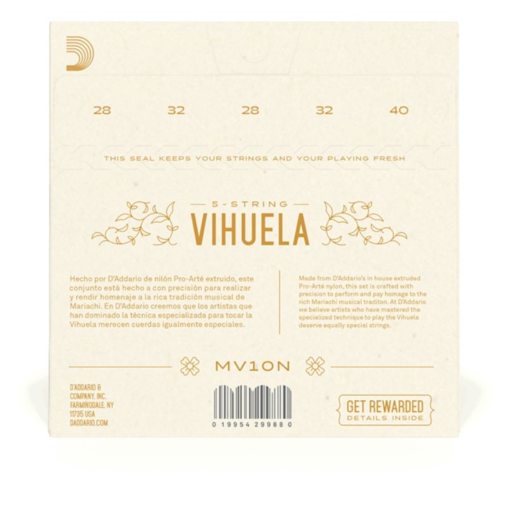 D'Addario - MV10N Corde per Vihuela, Nylon Pro-Arté, Normal Tension