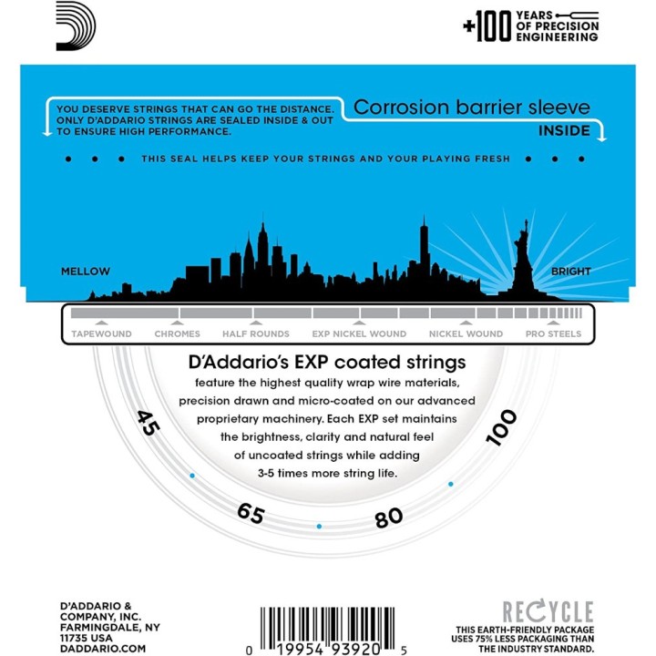 D'Addario - EXPPBB170S Corde per Basso Acustico, Phosphor Bronze, Regular Light