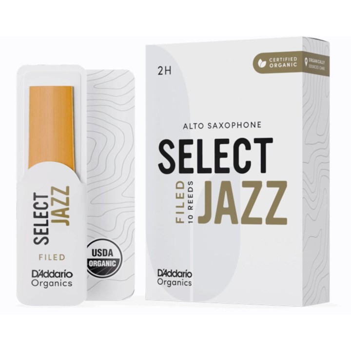 D'Addario - ORSF10ASX2H Ance Organic Select Jazz, Filed, 2Hard, Sax Alto Mib