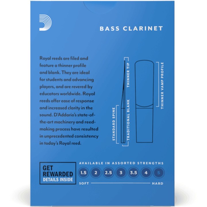 D'Addario - REB1025 Royal Ance Clarinetto Basso, 2.5