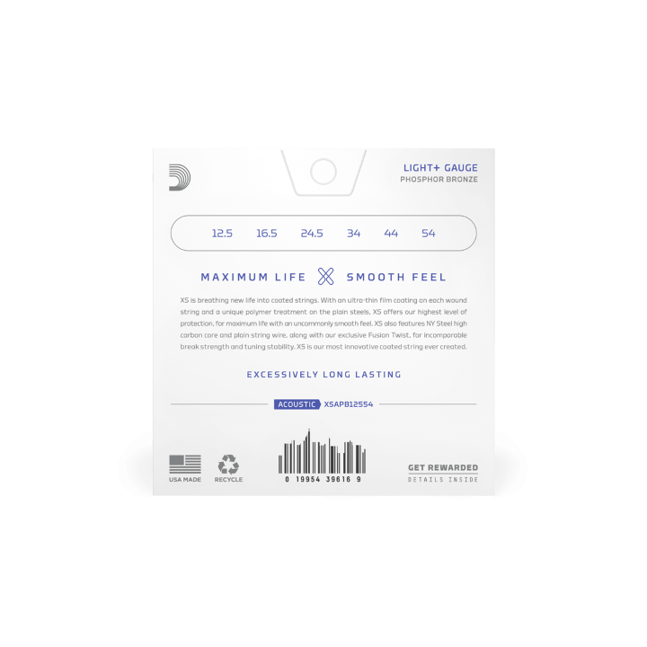 Acquista D'Addario Xspl019 Xs Plain Steel Guitar String .019 Xsapb12554 online | Merula Strumenti Musicali