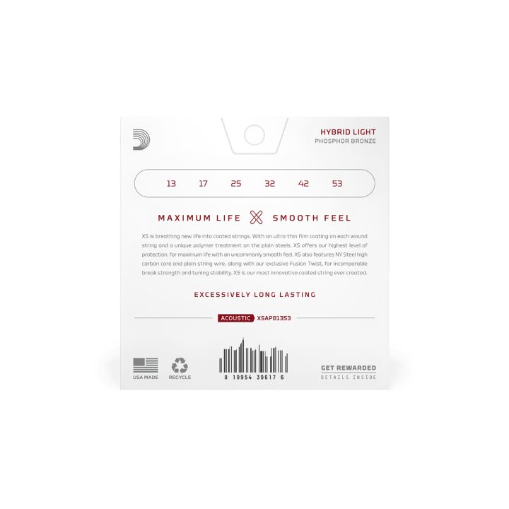Acquista D'Addario Xspl022 Xs Plain Steel Guitar String .022 Xsapb1353 online | Merula Strumenti Musicali