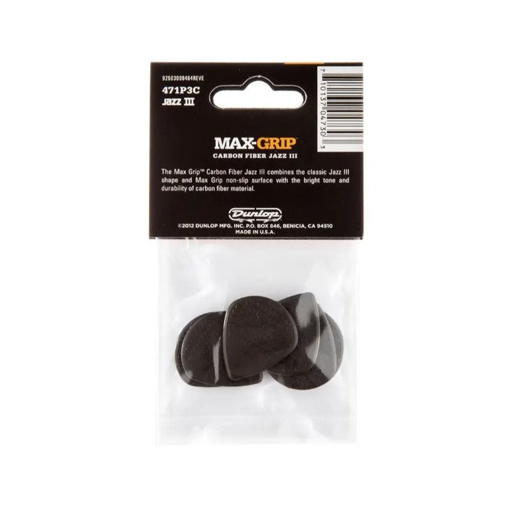Dunlop - 471P3C Max-Grip Jazz III Carbon Fiber