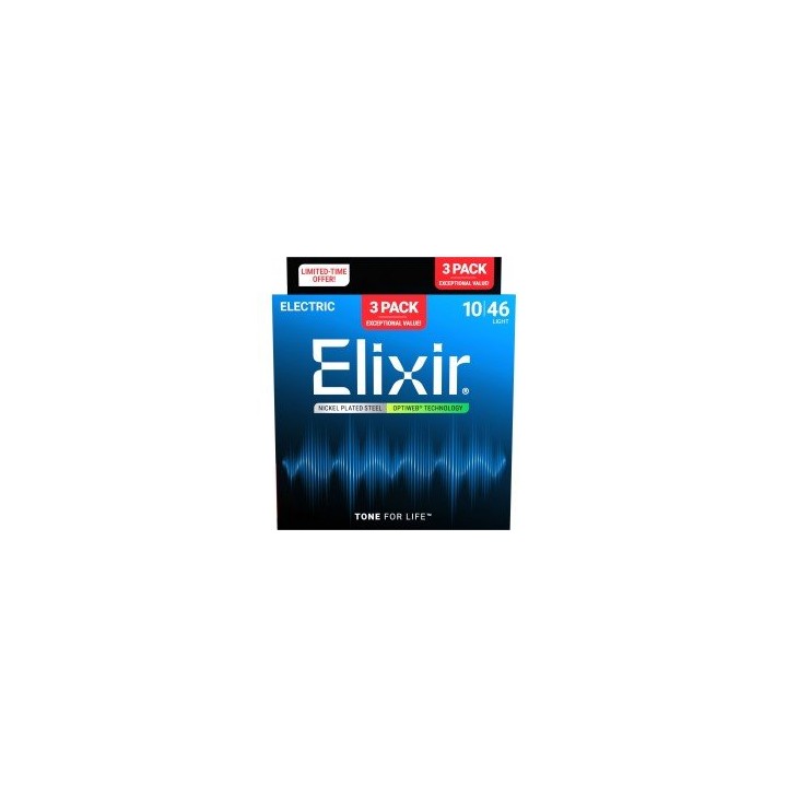Acquista Elixir 3-Pack 16572 Electr Nickel Plated Steel Optiweb online | Merula Strumenti Musicali