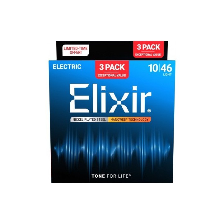 Acquista Elixir 3-Pack 16567 Electr Nickel Plated Steel Nanoweb online | Merula Strumenti Musicali