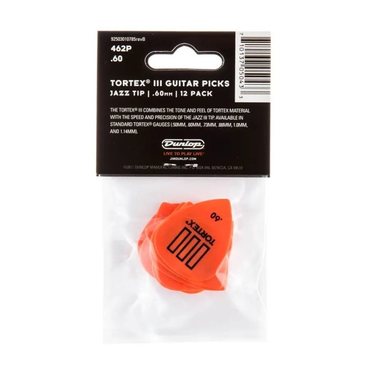 Acquista Dunlop 462p Tortex III Orange .60 4500701 online | Merula Strumenti Musicali