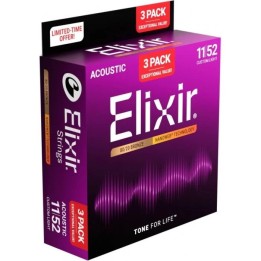 Acquista Elixir 3-Pack 16564 Acoustic 80/20 Bronze Nanoweb online | Merula Strumenti Musicali