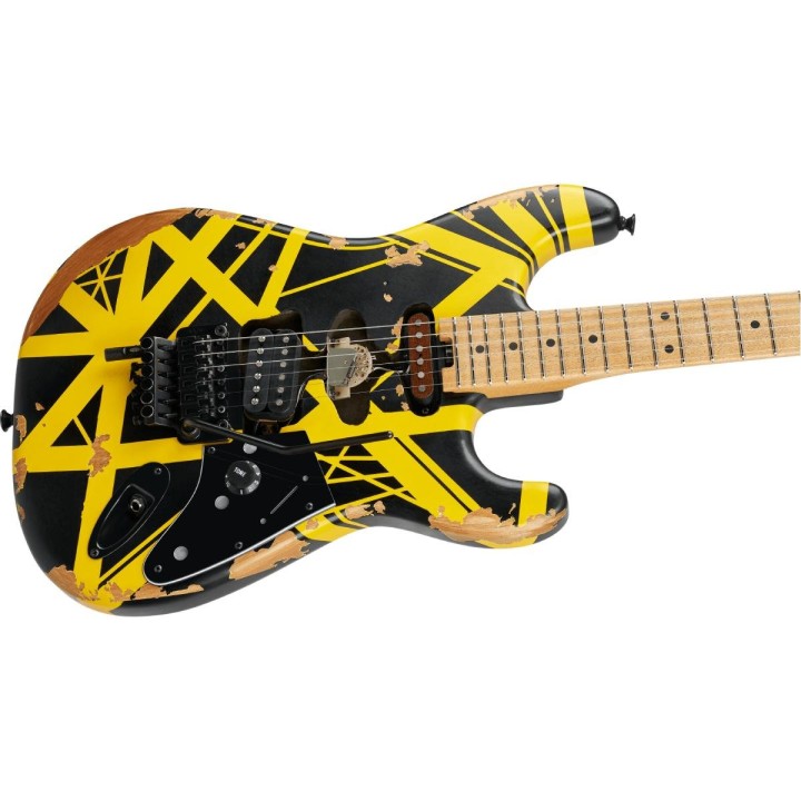 EVH - Limited Edition Striped Series Frankenstein Frankie BLK/YLW, DISTRESSED