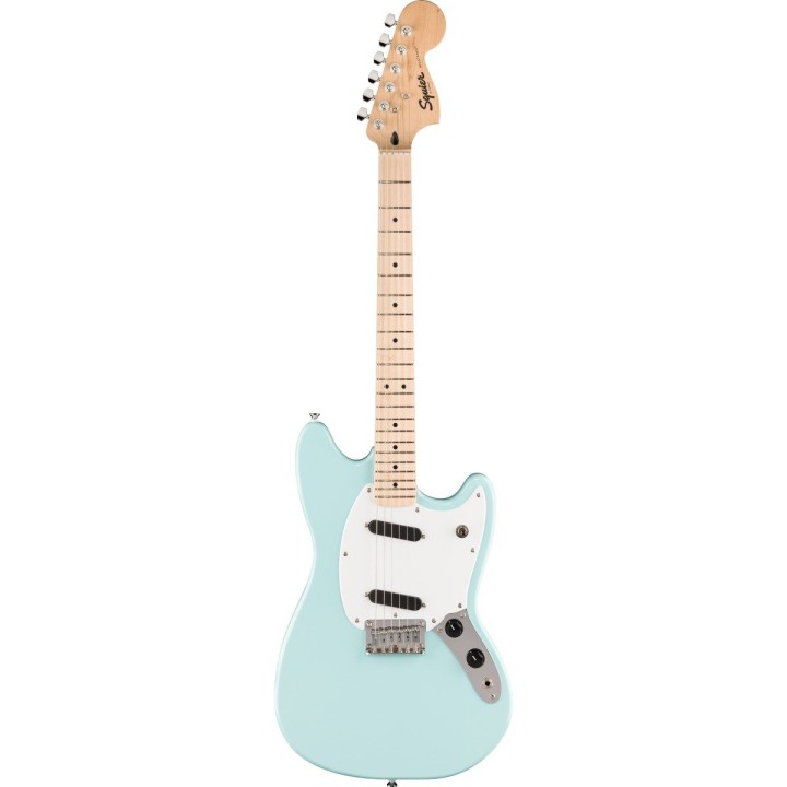 Squier - Sonic Mustang, Maple Fingerboard, White Pickguard, Daphne Blue