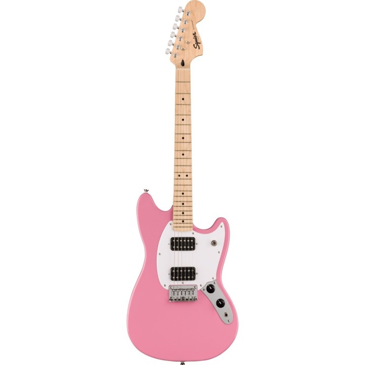 Squier - Sonic Mustang HH, Maple Fingerboard, White Pickguard, Flash Pink