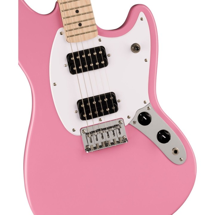 Squier - Sonic Mustang HH, Maple Fingerboard, White Pickguard, Flash Pink