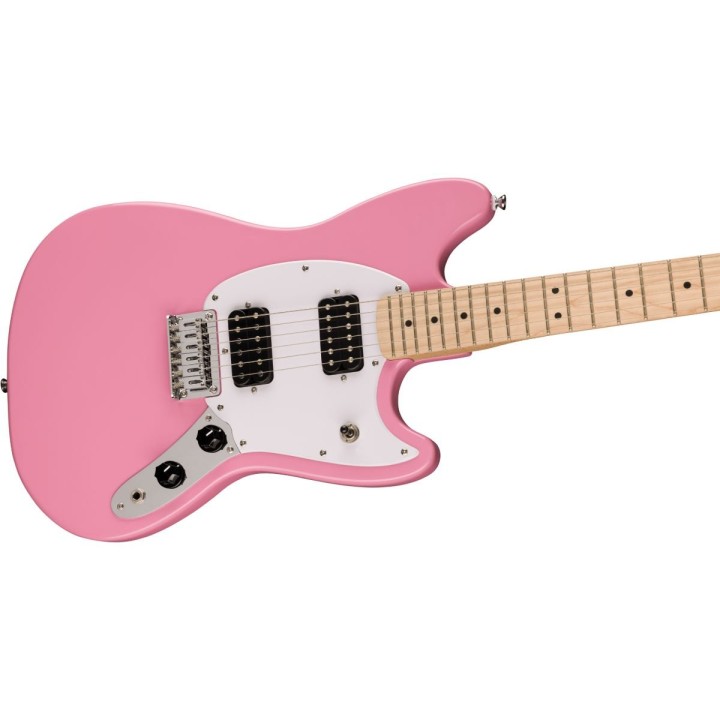 Squier - Sonic Mustang HH, Maple Fingerboard, White Pickguard, Flash Pink