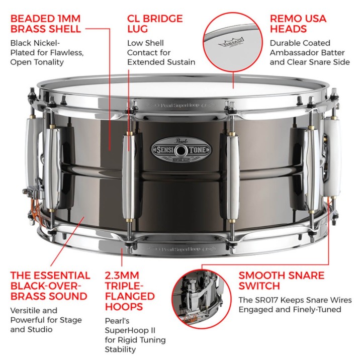 Pearl - STH1465BR Rullante Sensitone Brass 14"X6,5"
