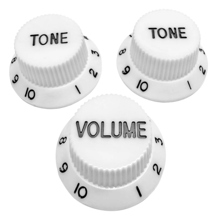Acquista Axlabs Ax-La479a498 Knob Strat Style White/Black Font 3pcs online | Merula Strumenti Musicali