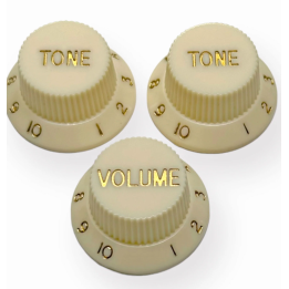 Acquista Axlabs Ax-La485a503 Knob Strat Style Parchment/Gold Font 3pcs online | Merula Strumenti Musicali