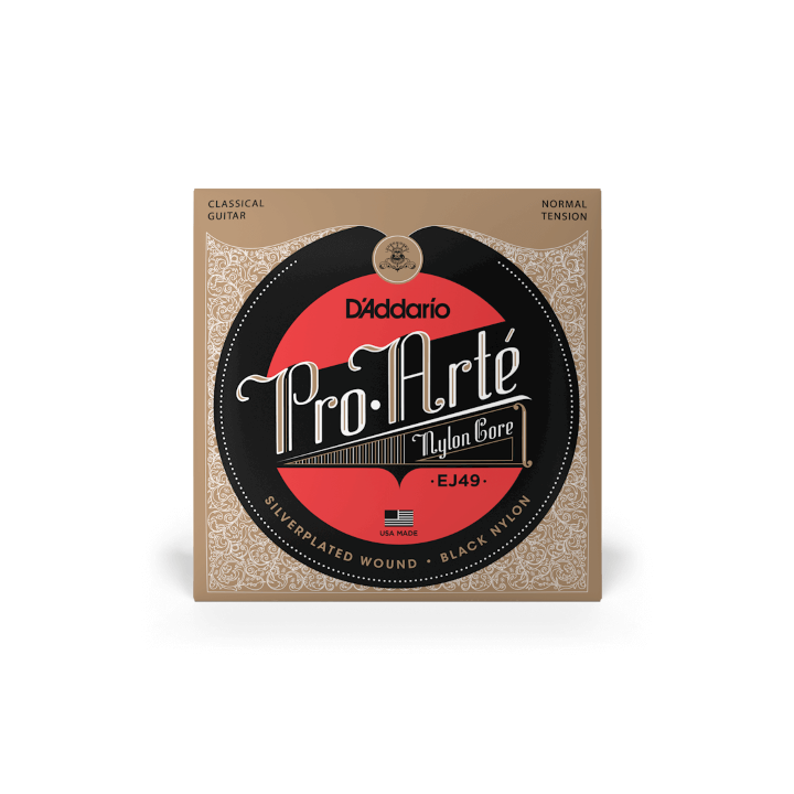 D'Addario - EJ49 Pro-Arte Black Nylon Classical Guitar Strings, Normal Tension