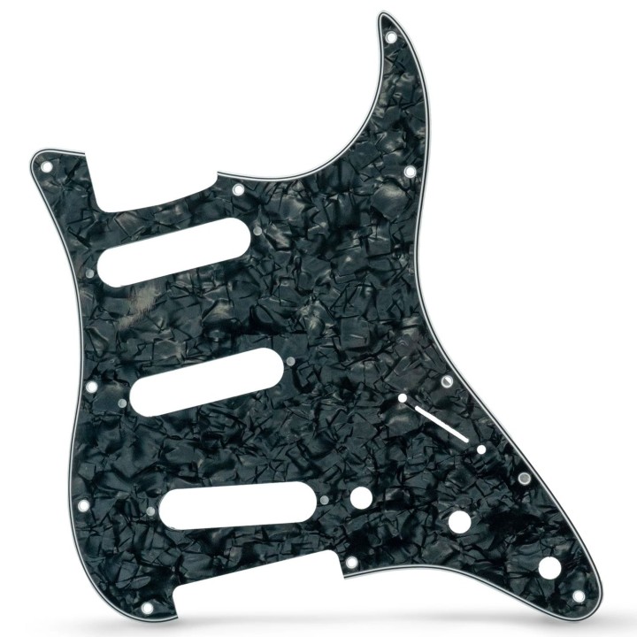 AXLABS - AX-PGS3P11S-BP Pickguard Strat Style 3ply 11 hole black pearl