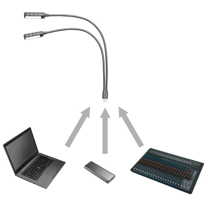 Adam Hall - SLED2 ULTRA USB Lampada a Collo d'Oca
