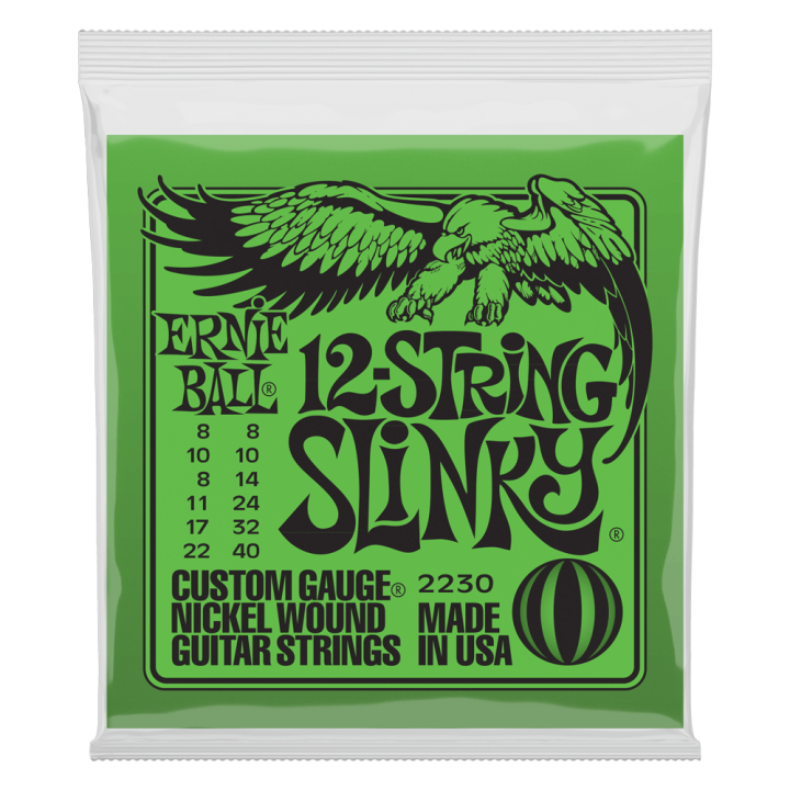 Acquista ERNIE BALL 2230 SLINKY CON AVVOLGIMENTO IN NICKEL (12 CORDE)  8-40 online | Merula Strumenti Musicali