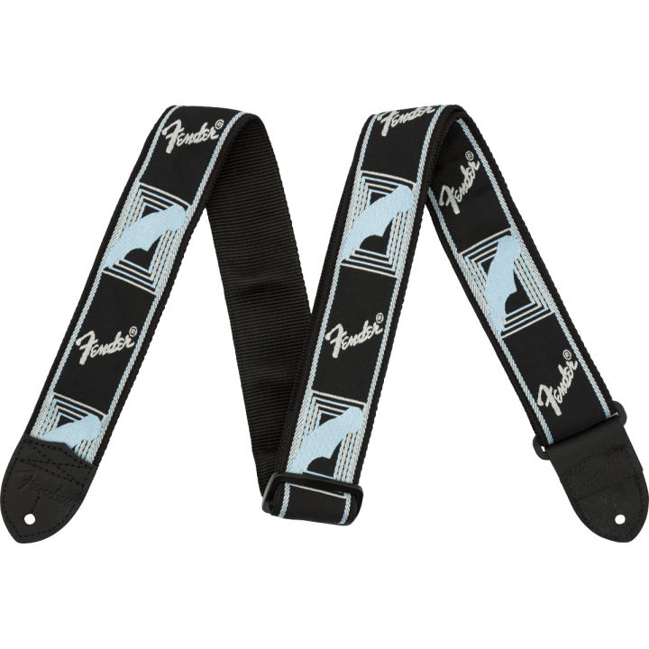 Acquista FENDER 2" MONOGRAMMED STRAP, BLACK/LIGHT GREY/BLUE online | Merula Strumenti Musicali