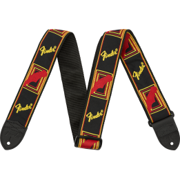 Acquista FENDER 2" MONOGRAMMED STRAP, BLACK/YELLOW/RED online | Merula Strumenti Musicali