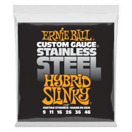 Acquista ERNIE BALL 2247 Hybrid Slinky Stainless Steel Wound Electric Guitar Strings 9-46 online | Merula Strumenti Musicali