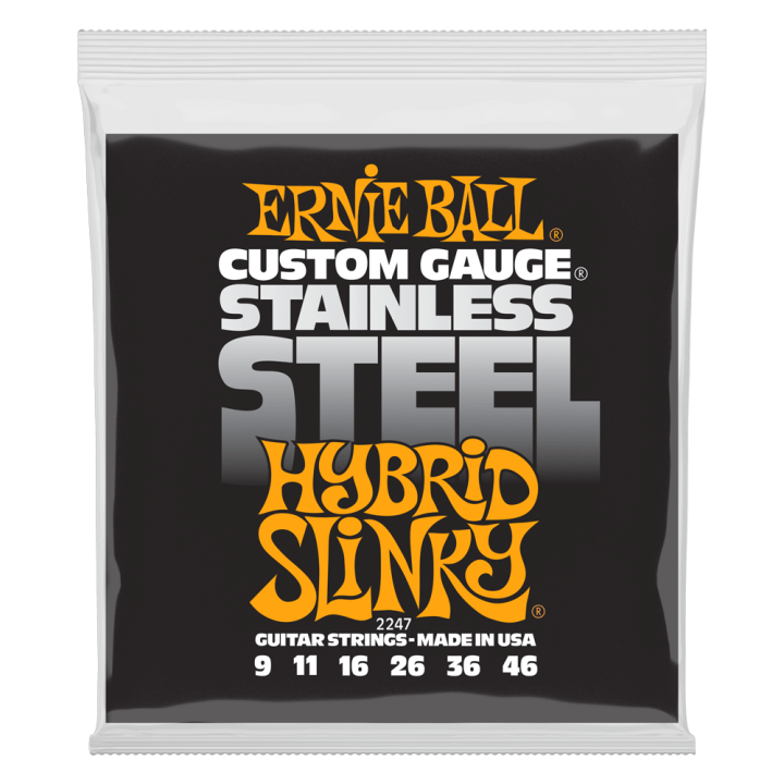 Acquista ERNIE BALL 2247 Hybrid Slinky Stainless Steel Wound Electric Guitar Strings 9-46 online | Merula Strumenti Musicali