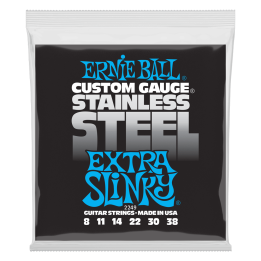 Acquista ERNIE BALL 2249 Extra Slinky Stainless Steel Wound Electric Guitar Strings 8-38 online | Merula Strumenti Musicali