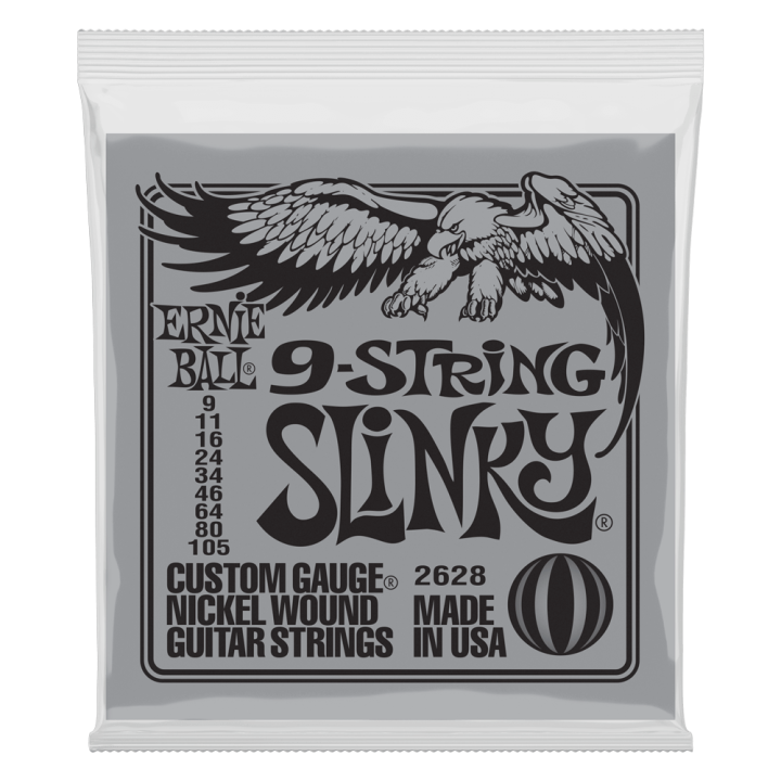Acquista ERNIE BALL 2628 NICKEL WOUND SLINKY CON AVVOLGIMENTO IN NICHEL (9CORDE) 9-105 online | Merula Strumenti Musicali